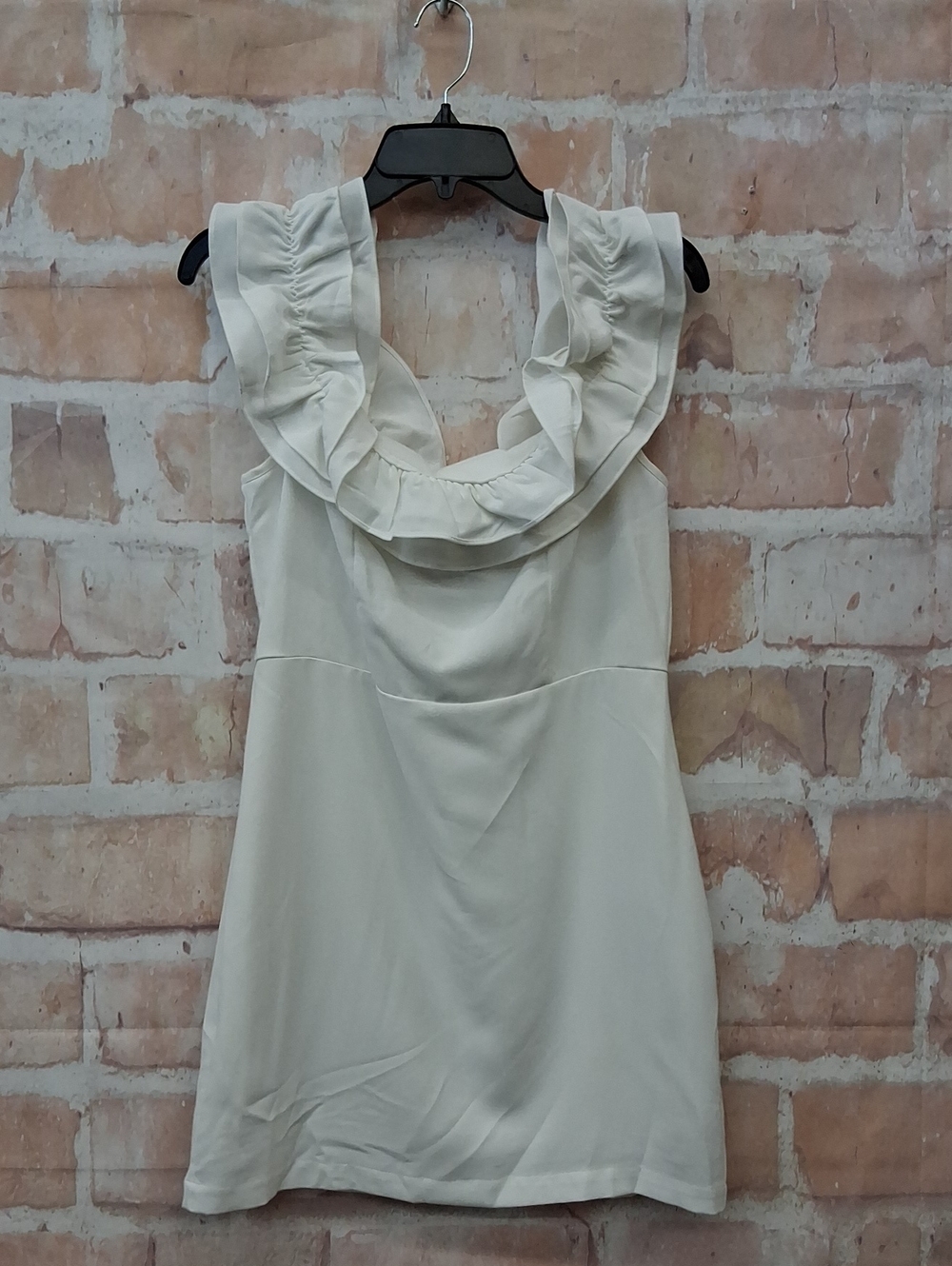 NWT TCEC White Ruffle-Neck Sleeveless Dress